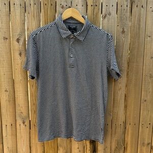 Todd Snyder Black and White Striped Polo Shirt